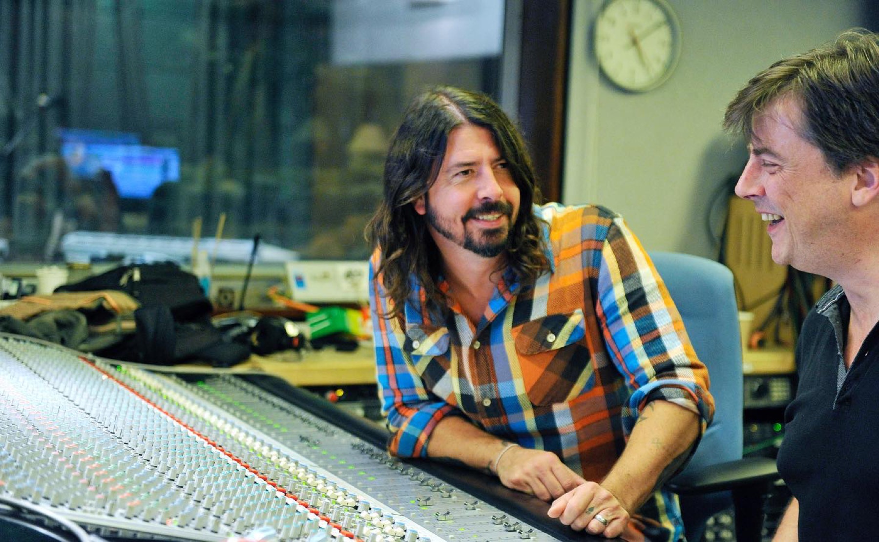 Dave Grohl at the mixing desk with Simon Askew