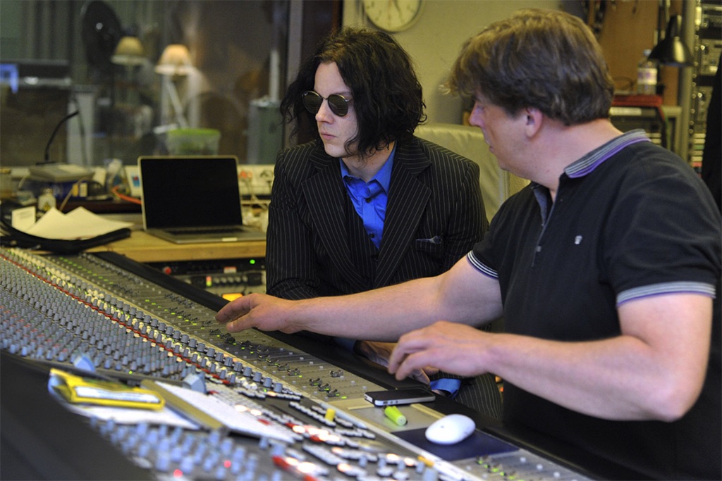 Jack White at the mixing desk with Simon Askew